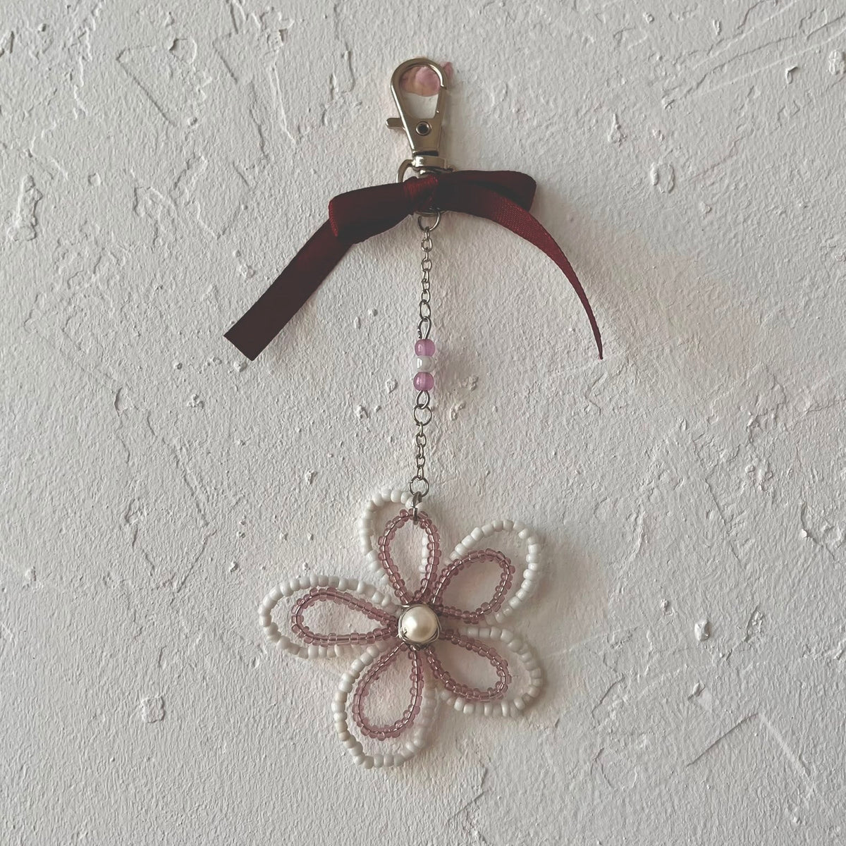 Porte-clés fleur en perles