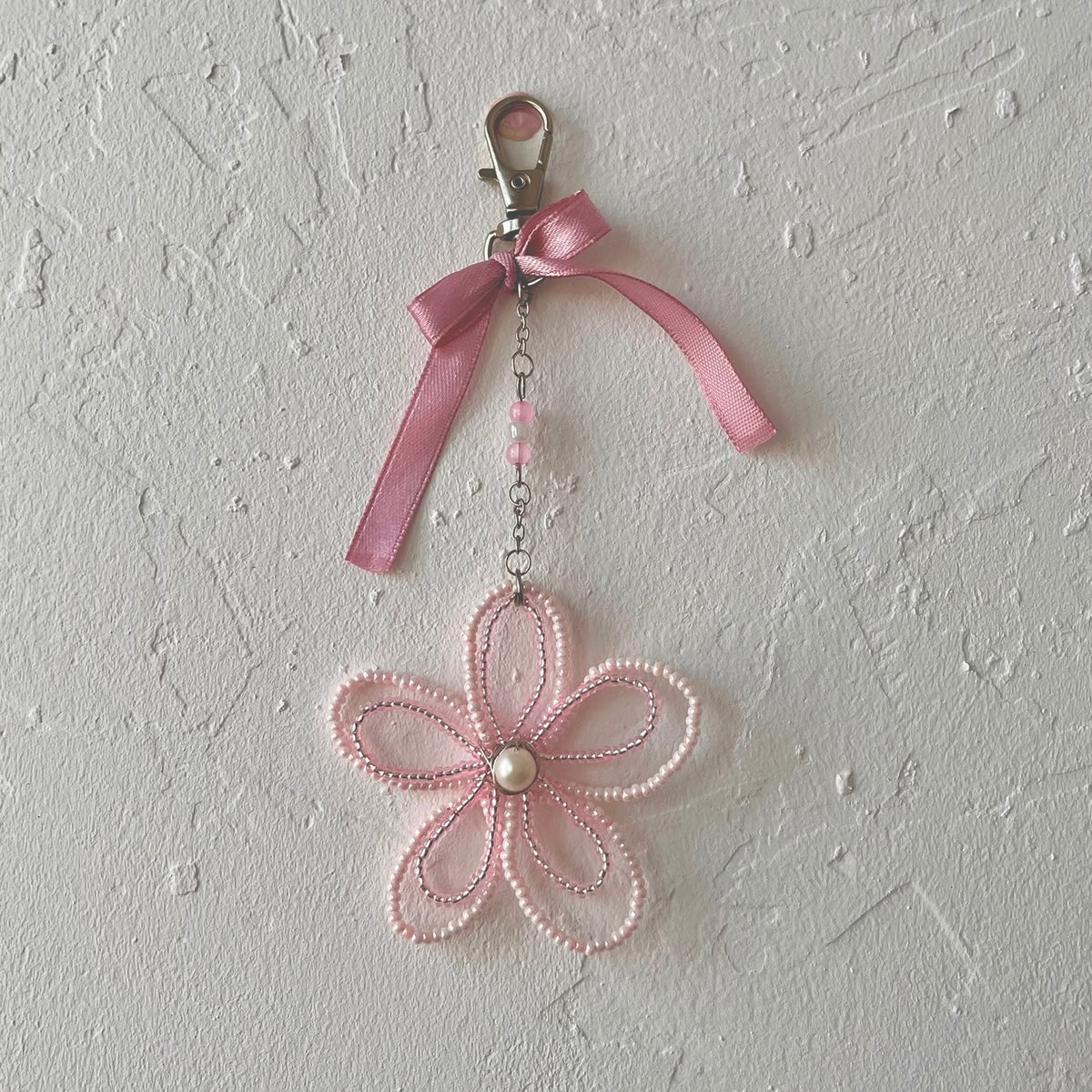 Porte-clés fleur en perles