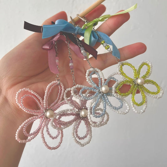 Porte-clés fleur en perles
