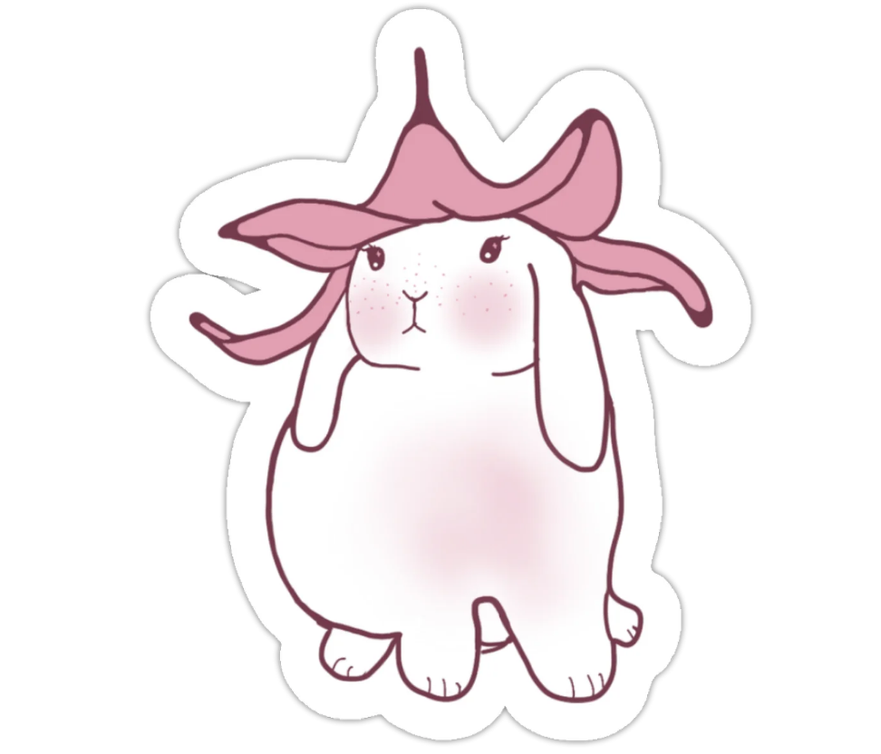 Sticker Lapin fleuri - 6cm x 6cm